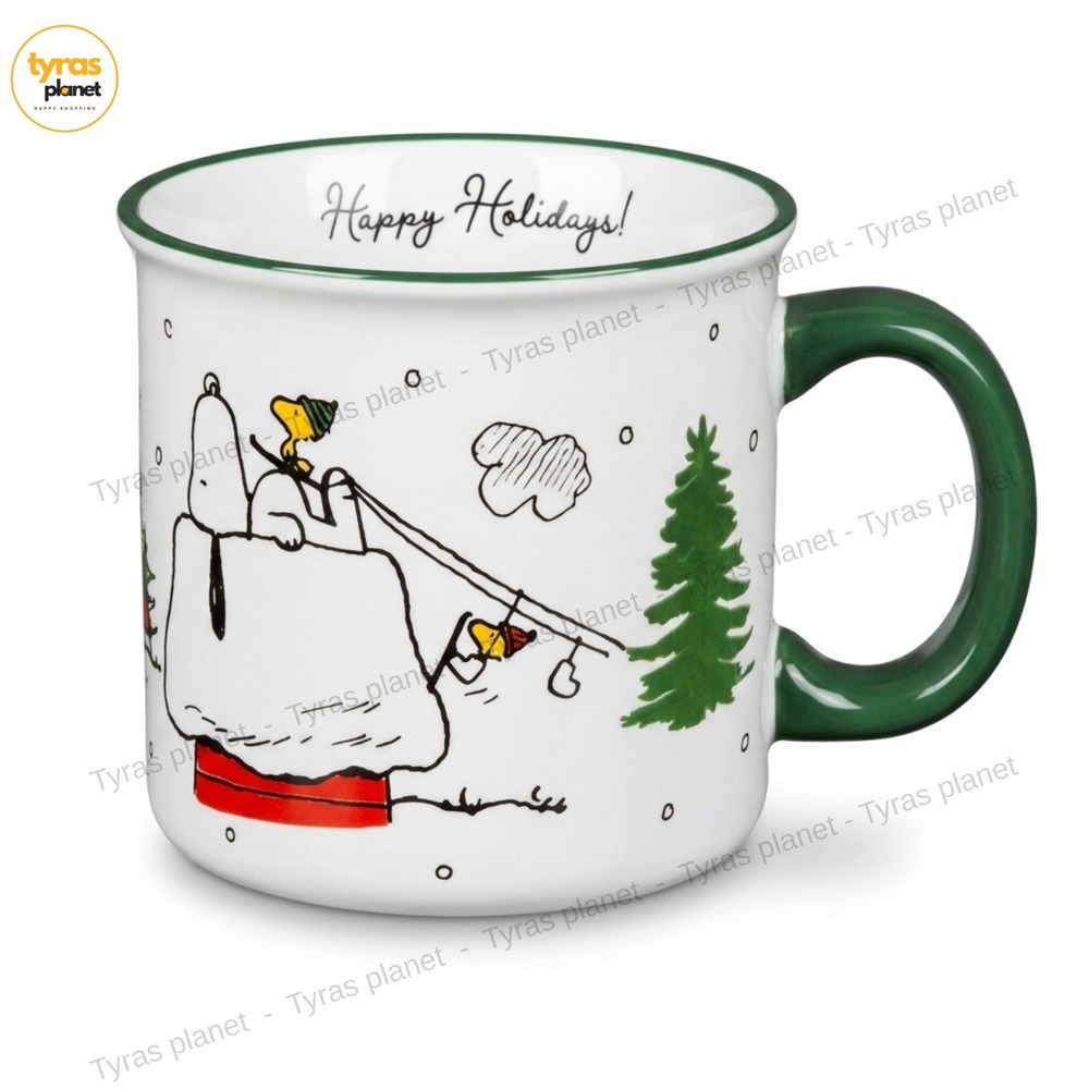 GIBSON PEANUTS Snoopy & Woodstock Happy Holidays HUGE 21oz CHRISTMAS Coffee Mug